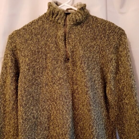 WOOLRICH Pullover Mock Neck Sweater Top women M Olive Green 1/2 zip up henley LS - Picture 3 of 10